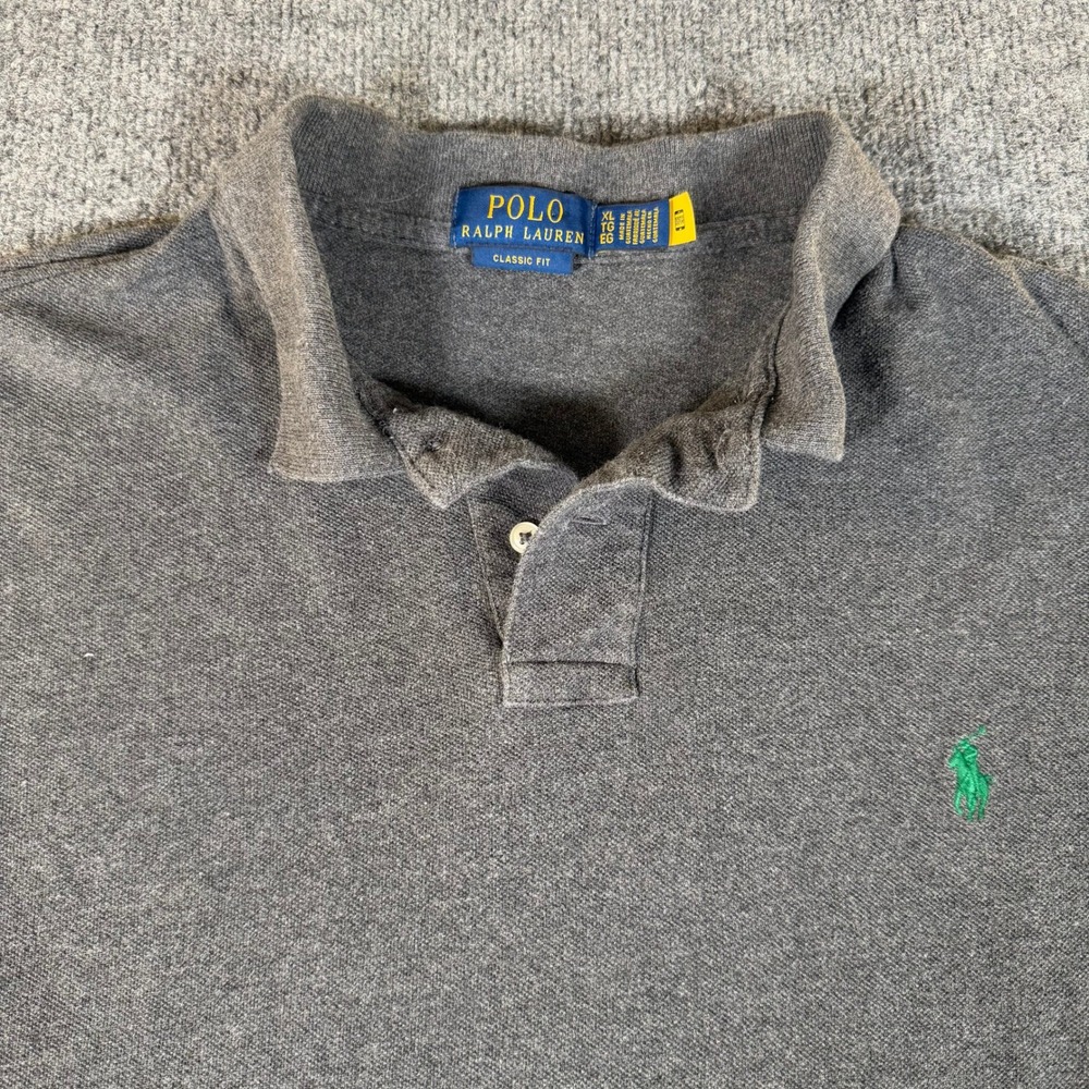 Polo Ralph Lauren Mens XL Classic Fit Gray Short Sleeve Shirt Green Pony #3630